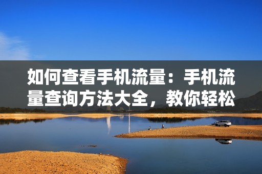 如何查看手机流量：手机流量查询方法大全，教你轻松掌握用量