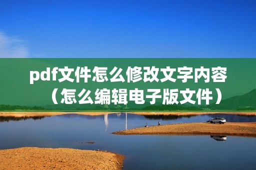 pdf文件怎么修改文字内容（怎么编辑电子版文件）